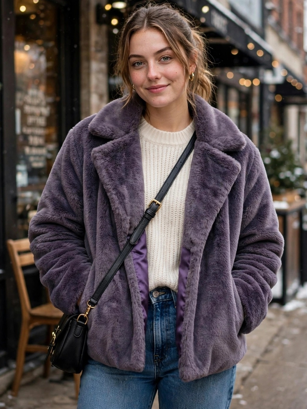Alison Sheri Faux Fur Coat - Purple / Lavender